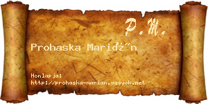 Prohaska Marián névjegykártya